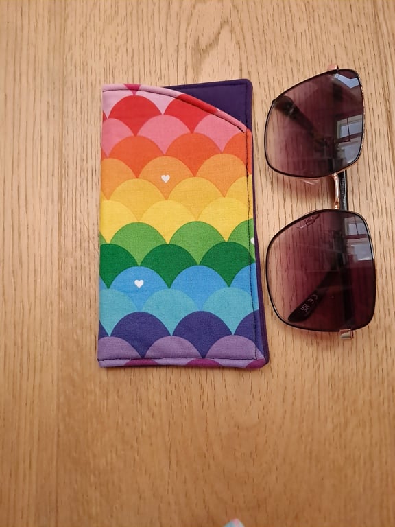 Rainbow paddded glasses or sunglasses case