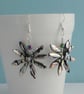 Black and Silver Rainbow Daisy Flower Statement Earrings - Image 3