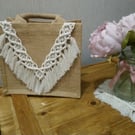 Lunch bag with macrame front 