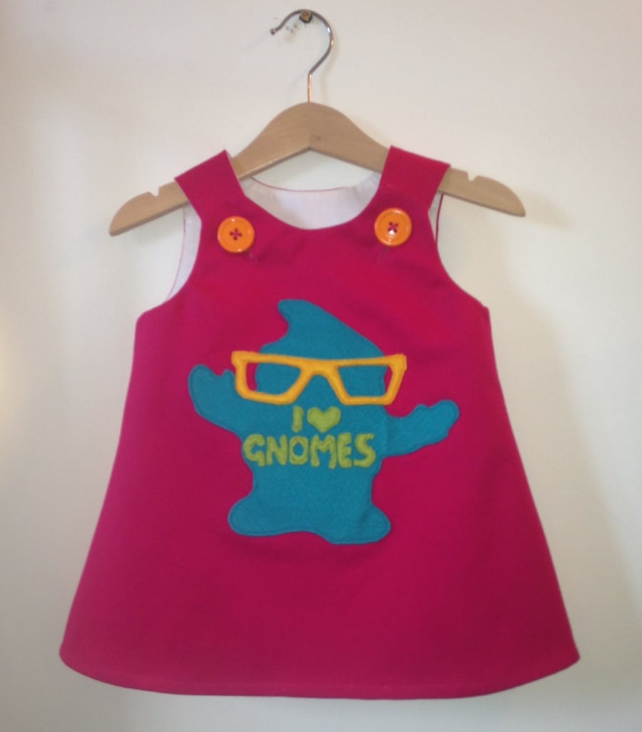 I HEART GNOMES DRESS 6 months to 6 years. 