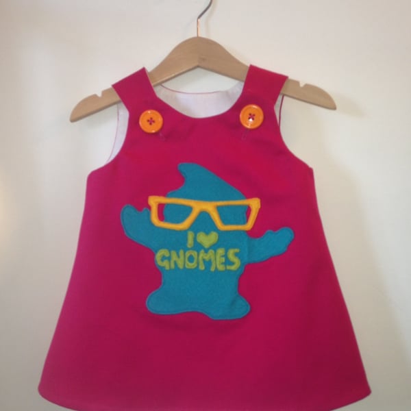 I HEART GNOMES DRESS 6 months to 6 years. 