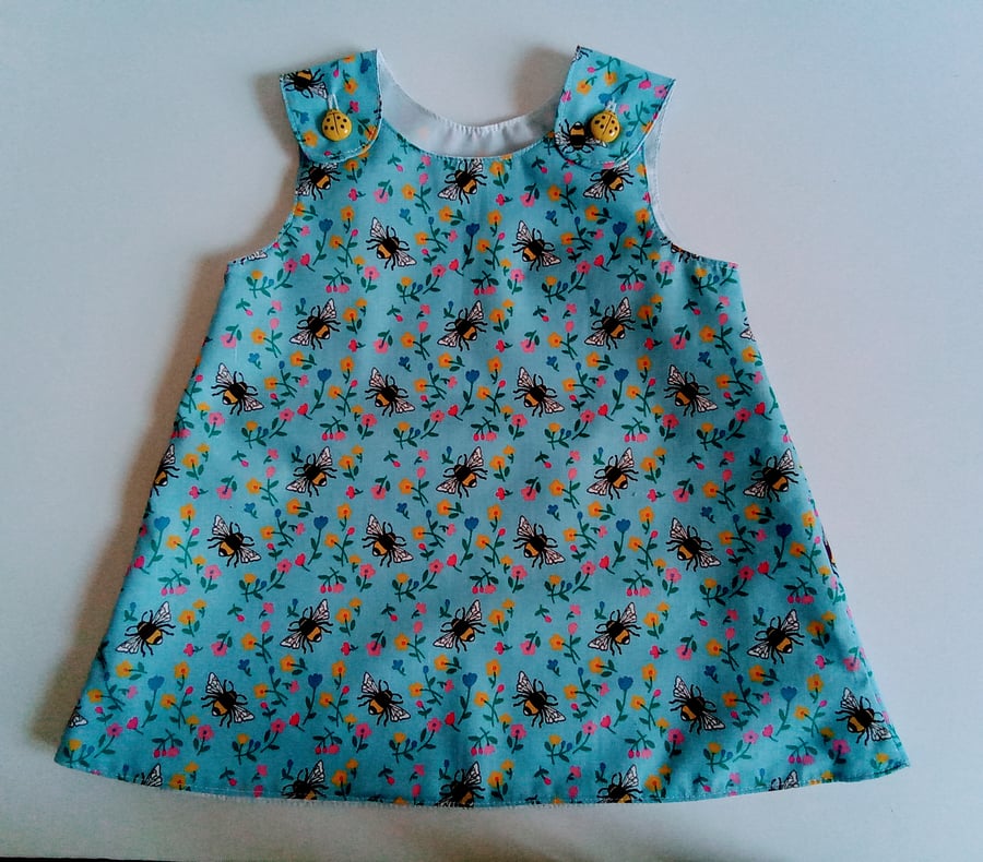 Bee Dress, 12-18 months, Bees,  Summer dress, A line dress, pinafore dress