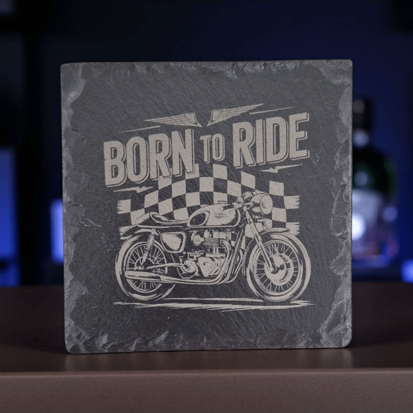 Born to Ride Slate Coaster - Motorcycle Gift for Bikers