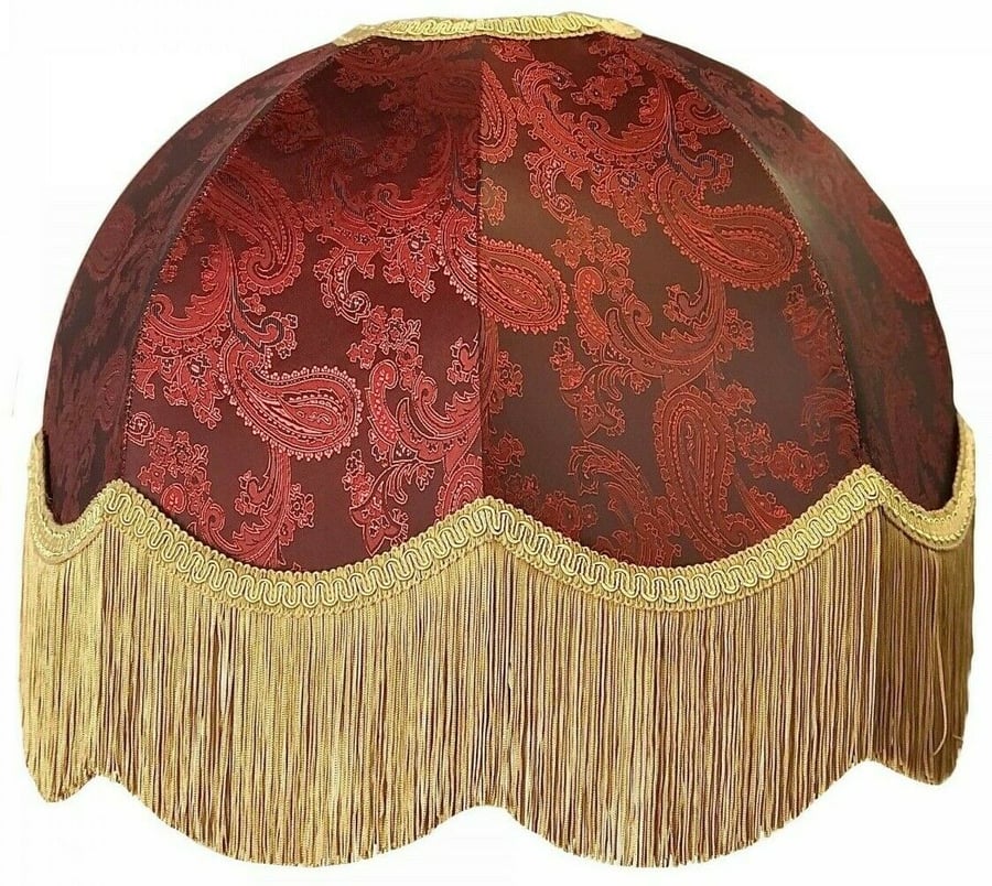 Burgundy Red Paisley Dome Lampshades Standard Lamps Table Lamps Ceiling Lights