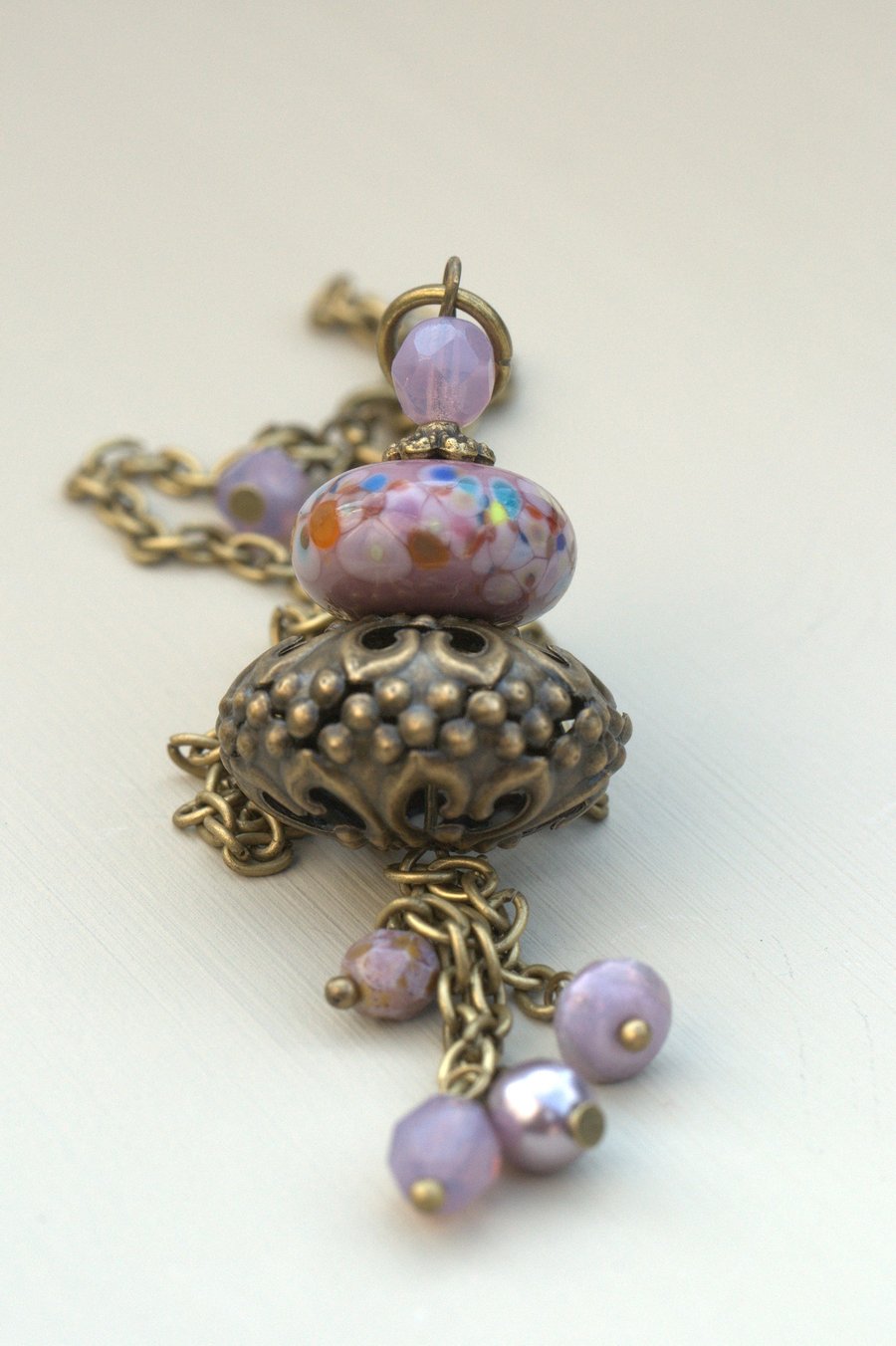 Victoriana Lampwork Bead Pendant Necklace ONE DAY SALE
