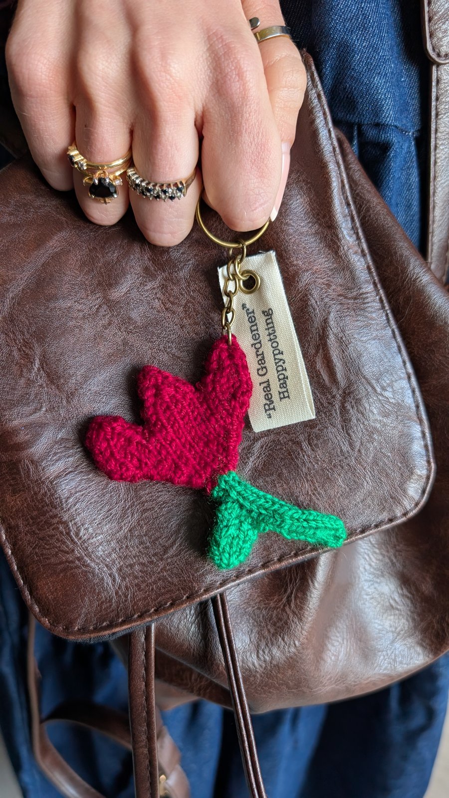 Happypotting 'Real Gardener' Handmade Tulip Keyring Gift Set - DEEP RED