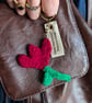 Happypotting 'Real Gardener' Handmade Tulip Keyring Gift Set - DEEP RED