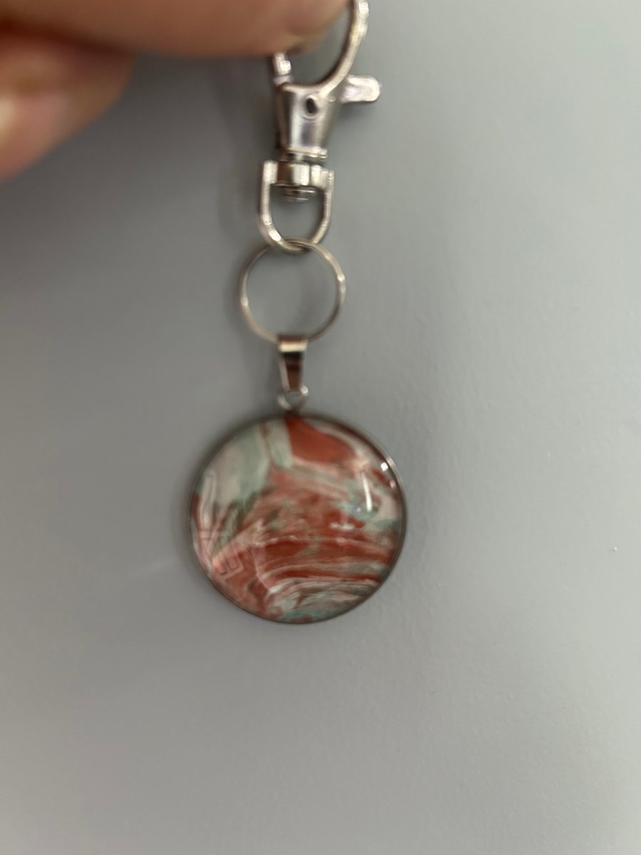 Hand-painted stainless steel keyring