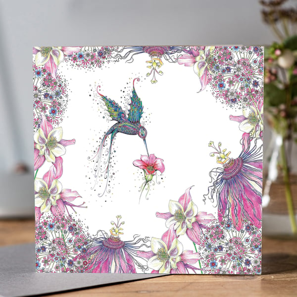 Hummingbird and Passionflower Greeting card 
