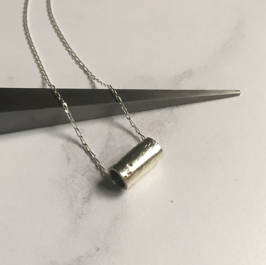 Mini Silver Tube Necklace, silver jewellery, everyday necklace, silver pendant, 