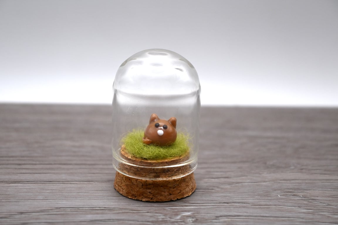 small glass brown cat cloche