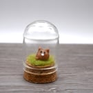 small glass brown cat cloche