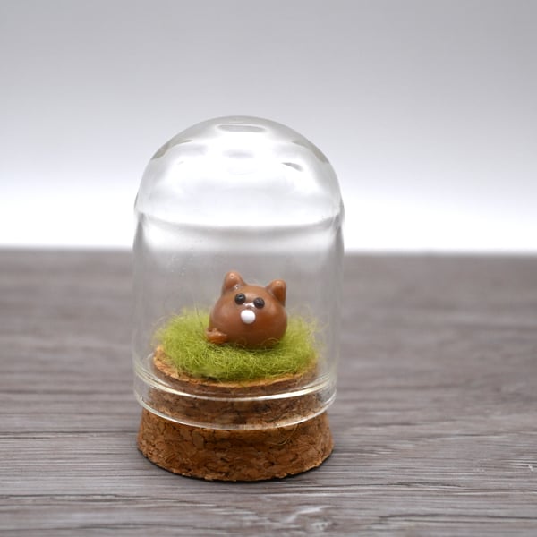 small glass brown cat cloche