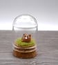 small glass brown cat cloche