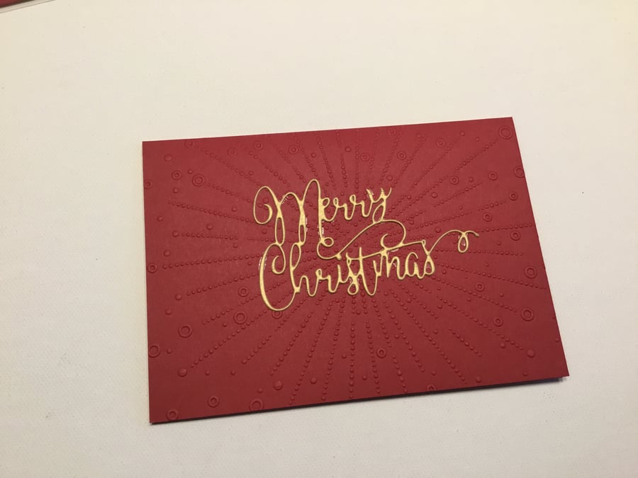 Christmas card. Handmade card. Xmas card. Merry Christmas embossed card. CC663