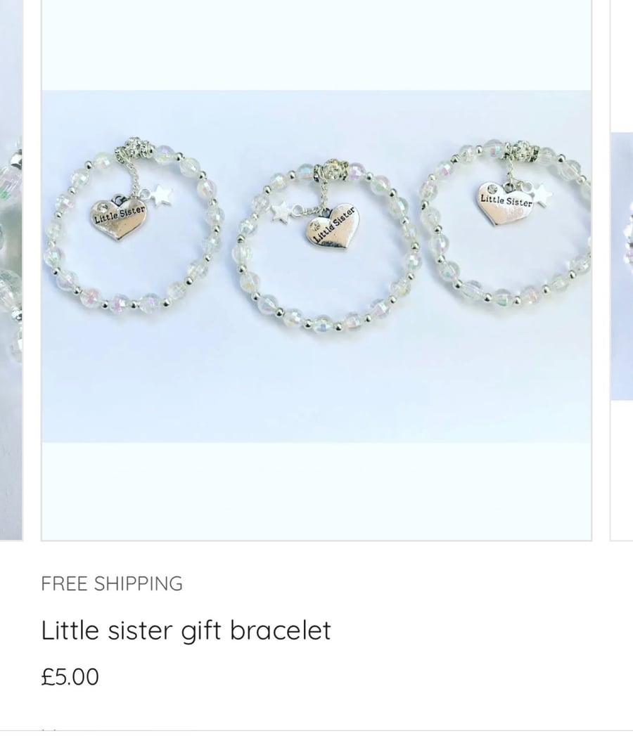 Little sister star charm ab crystal beaded stretch bracelet 