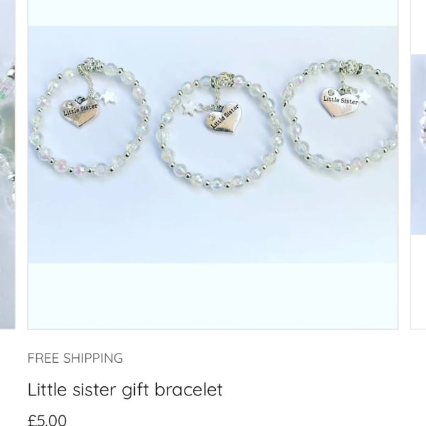 Little sister star charm ab crystal beaded stretch bracelet 