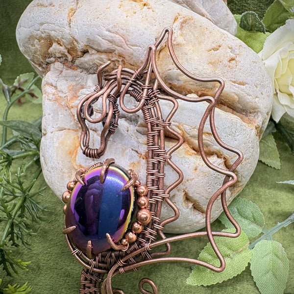 Copper and Purple Rainbow Hematite Mystical Dragon pendant