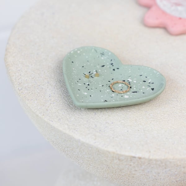 Heart Shaped Trinket Bowl, Handmade with Jesmonite, Customise, Personalise, Gift