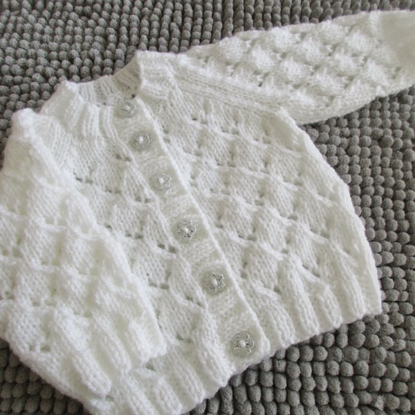 14" White Round Neck Lace Cardigan
