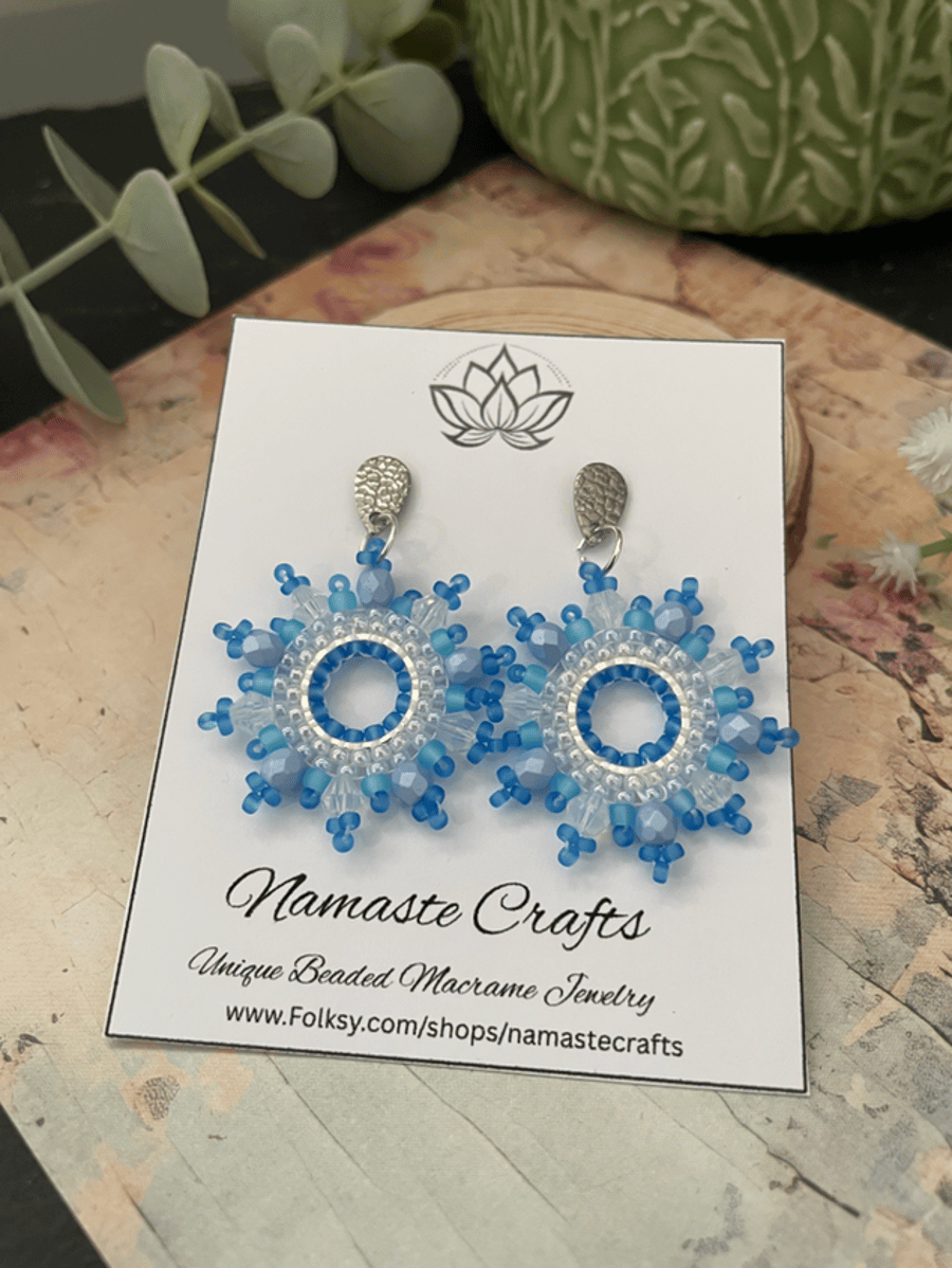 Pretty hoop earrings, glass beaded statement hoop dangle earrings, gift for her 