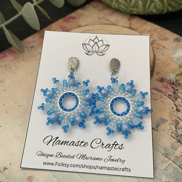 Pretty hoop earrings, glass beaded statement hoop dangle earrings, gift for her 