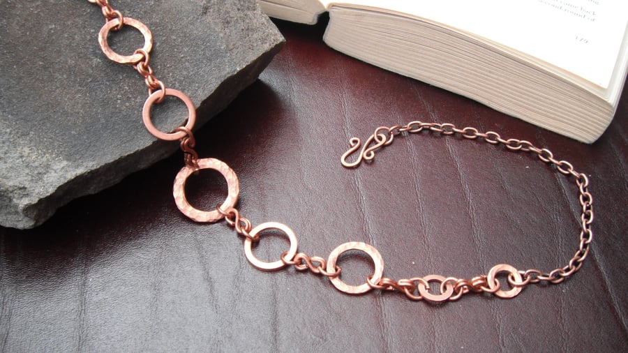 Copper Hammered Hoop Necklace