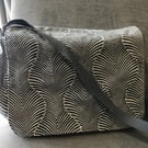Courier Bag - The “Emily” - Grey Stripey Geometric Pattern Fabric