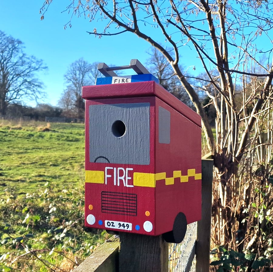 Fire Engine Personalised Bird Box