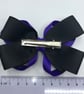 Black Double Layer Bow with Purple Loops on Clip - Image 4