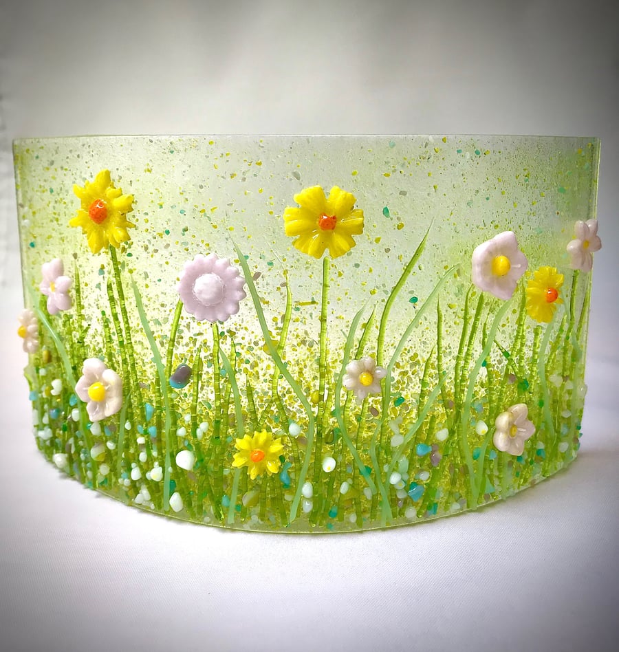 Summer Wild Flowers Meadow Glass Arch Screen