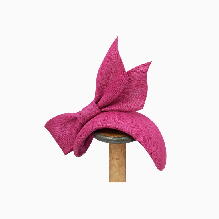 Cerise Pink Sinamay Fascinator Hat for Weddings, Ascot, Race Day Occasions
