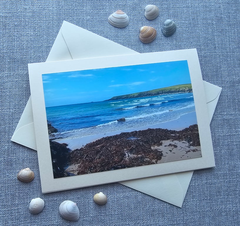 Whistling Sands Beach, Llyn Peninsula Large Photographic Card 7" x 5" Blank