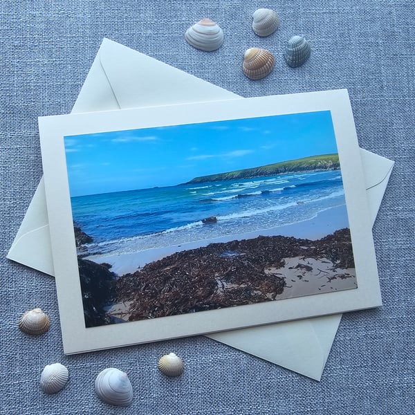 Whistling Sands Beach, Llyn Peninsula Large Photographic Card 7" x 5" Blank
