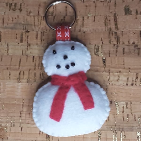 Snowman Felt Keyring-Bag Charm.