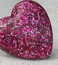 Hot pink glitter heart ring silver tone base jelly - Image 7