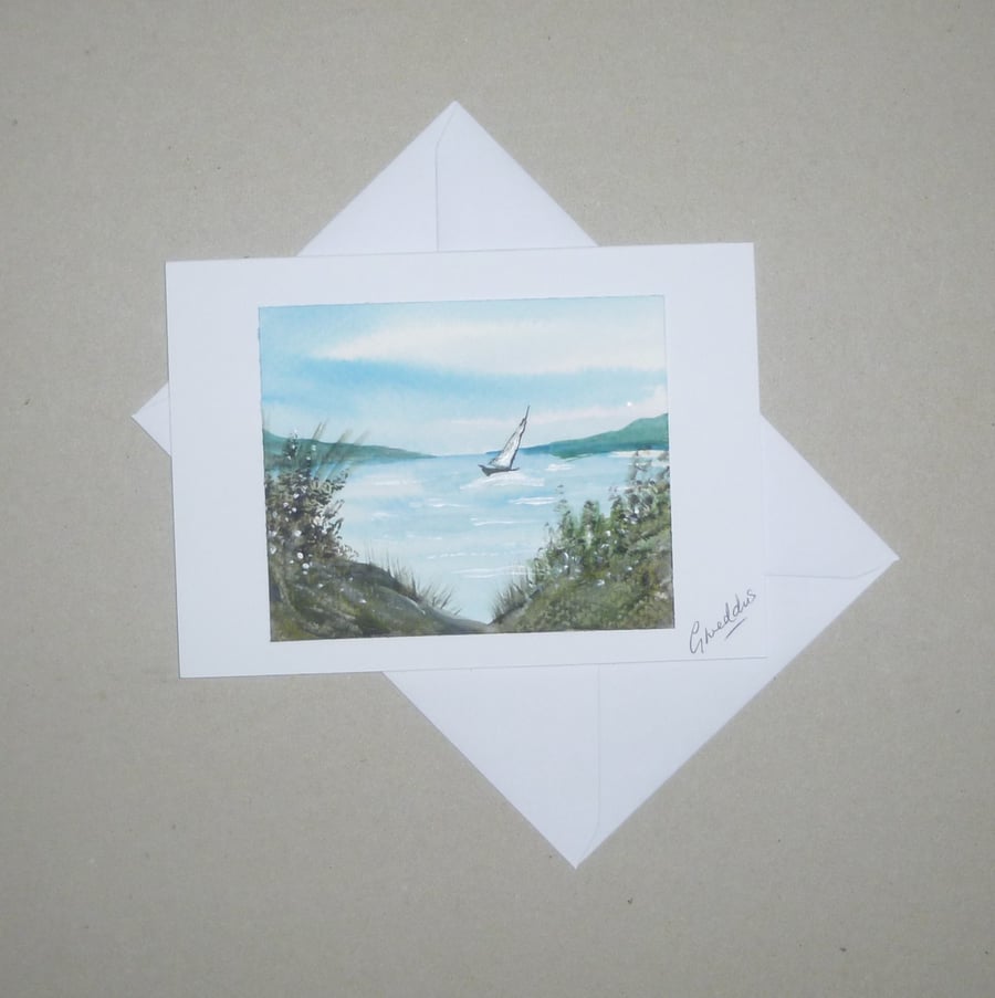 original art hand painted landscape blank greetings card ( ref FA 289 P4 )