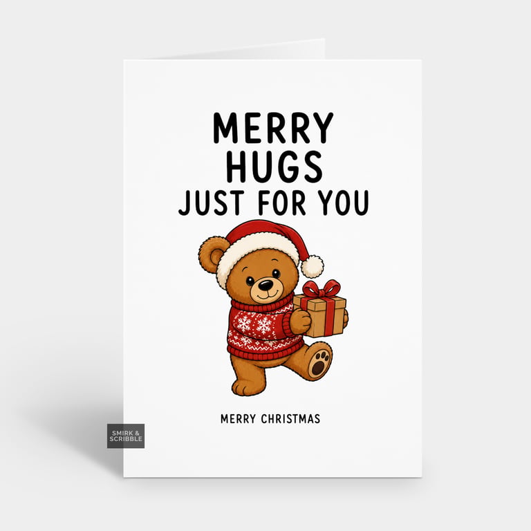 Funny Christmas Card - Cute Merry Teddy Bear