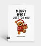 Funny Christmas Card - Cute Merry Teddy Bear