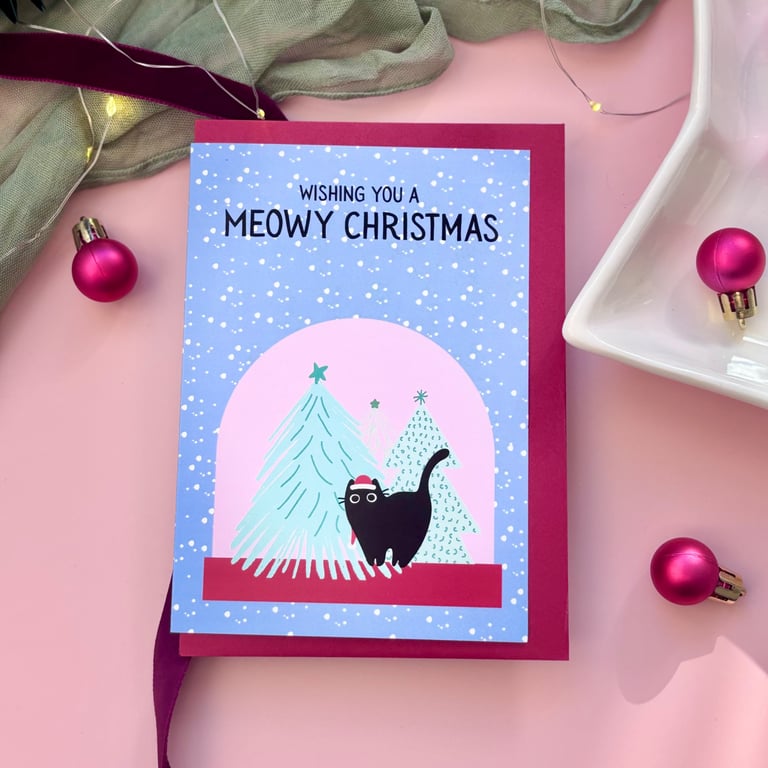 Meows Christmas Snowy Cat Card