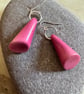 Pink cone Tagua nut BoHo dangle earrings