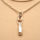 Pearl and Tourmaline Pendant Silver Handmade