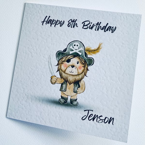 Personalised pirate themed greeting card