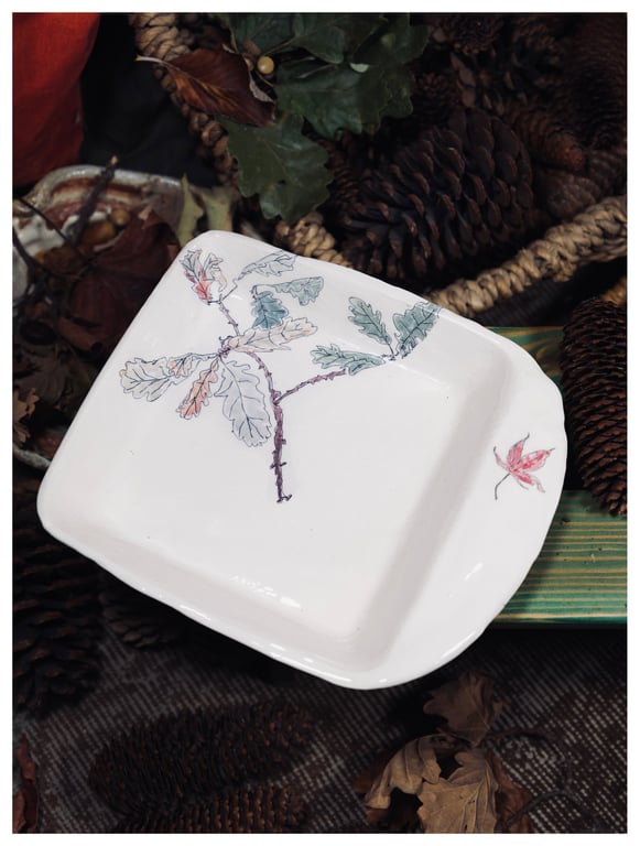 The Oak Leaf Square Dish - Found in the Forest 