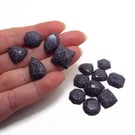 Gunmetal Glitter Cabochons, 15 Mini Flatback Glitter Gems