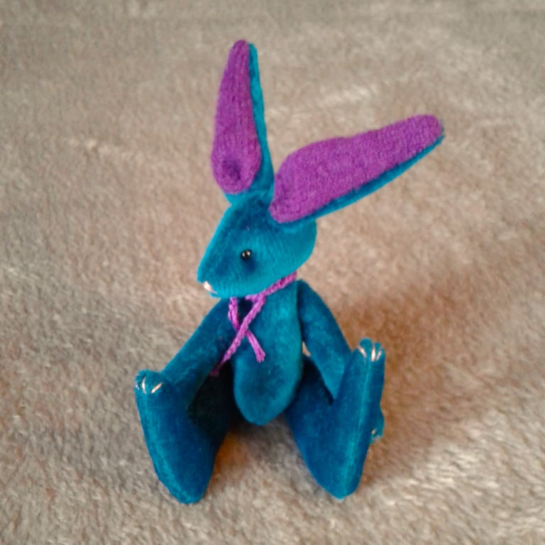 Collectable velvet rabbit 'Sprout' 6 inches tall and fully jointed