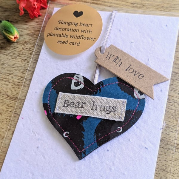 'Bear Hugs' Keepsake Heart & Plantable Wildflower Card - 'Thinking Of You' Gift