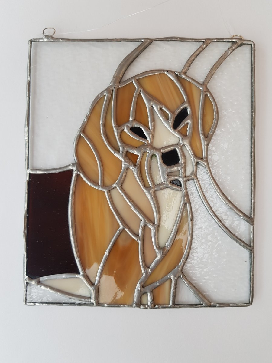 062 Stained Glass Beagle - handmade hanging decoration.