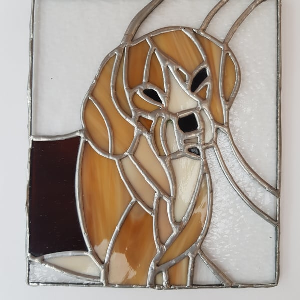 062 Stained Glass Beagle - handmade hanging decoration.