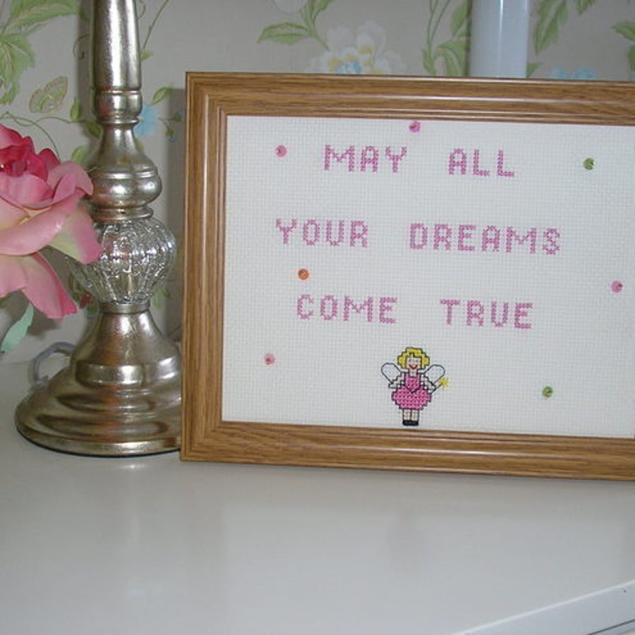  Hand embroidered picture - May all your dreams come true